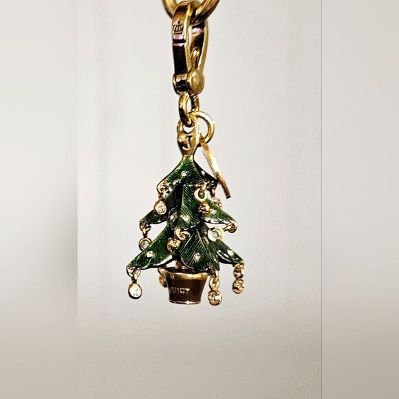 Juicy Couture Limited Edition Christmas Tree Gem Ornaments Gold Heart Bracelet - Picture 5 of 12